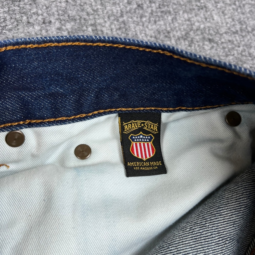 Brave Star Selvage Jeans Mens 38x32 Blue Dark Wash Selvedge Straight Made in USA - Picture 4 of 14